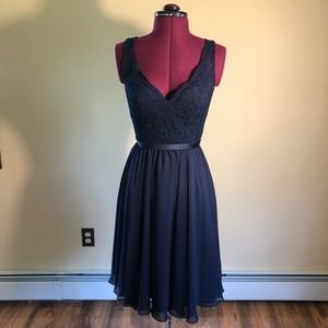 Mori Lee Knee Length Dress 31054 (Navy) Size 4